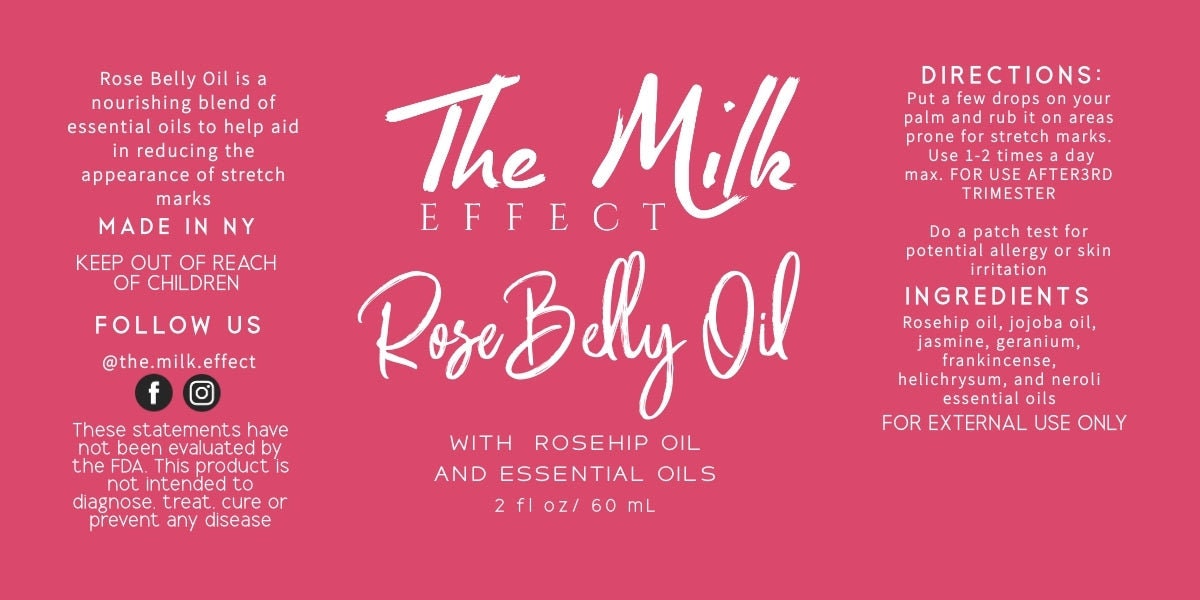 Rose Body Stretch Mark Reducer Oil | Organic Essential Oil for Natural Skin Care, Skin Tightening | New Mother, Baby Shower Gift Idea