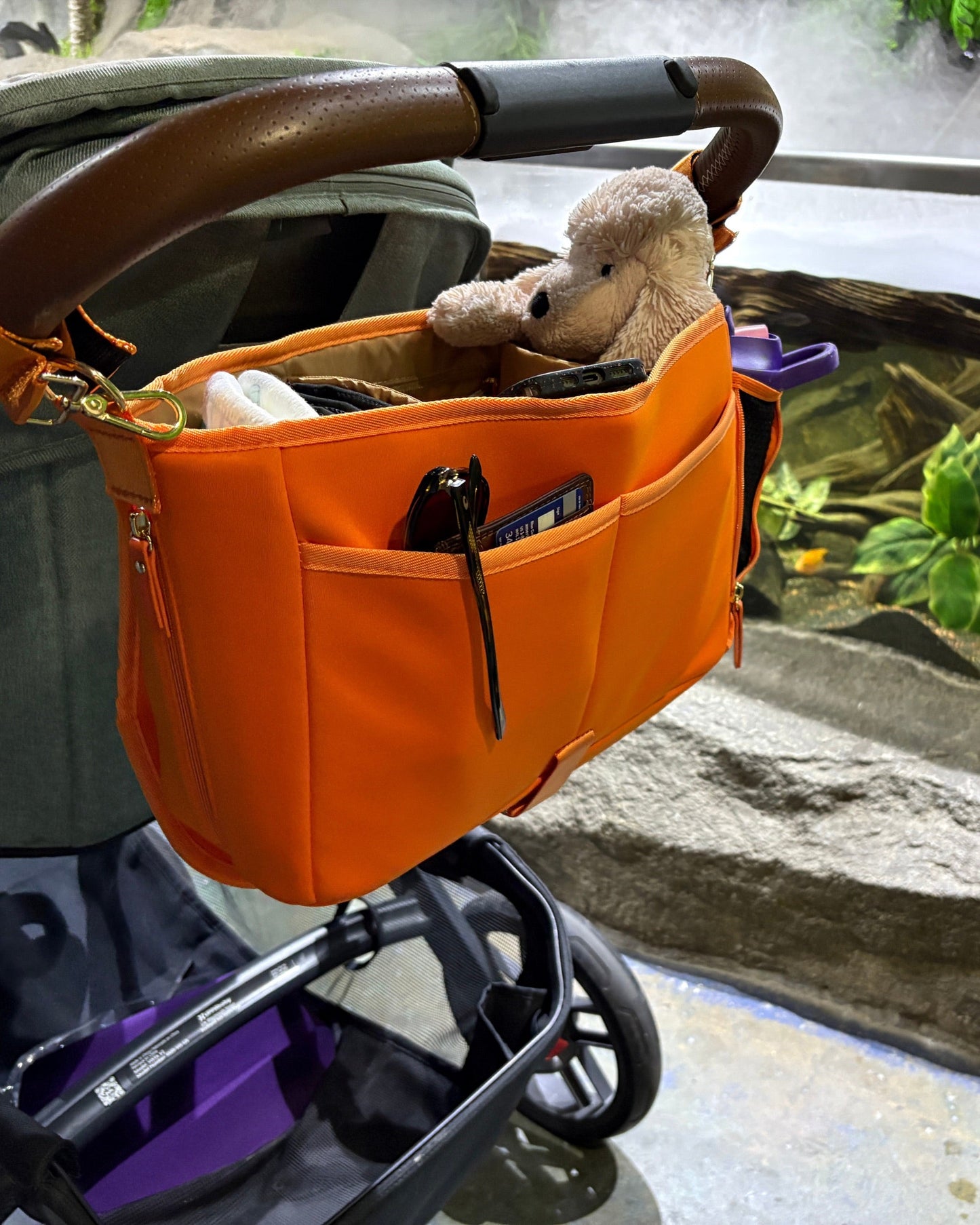 Deluxe Stroller Caddy Organizer – Insulated, Machine-Washable with Crossbody Strap, Storage Pockets & Luggage Sleeve – by Sarah Wells