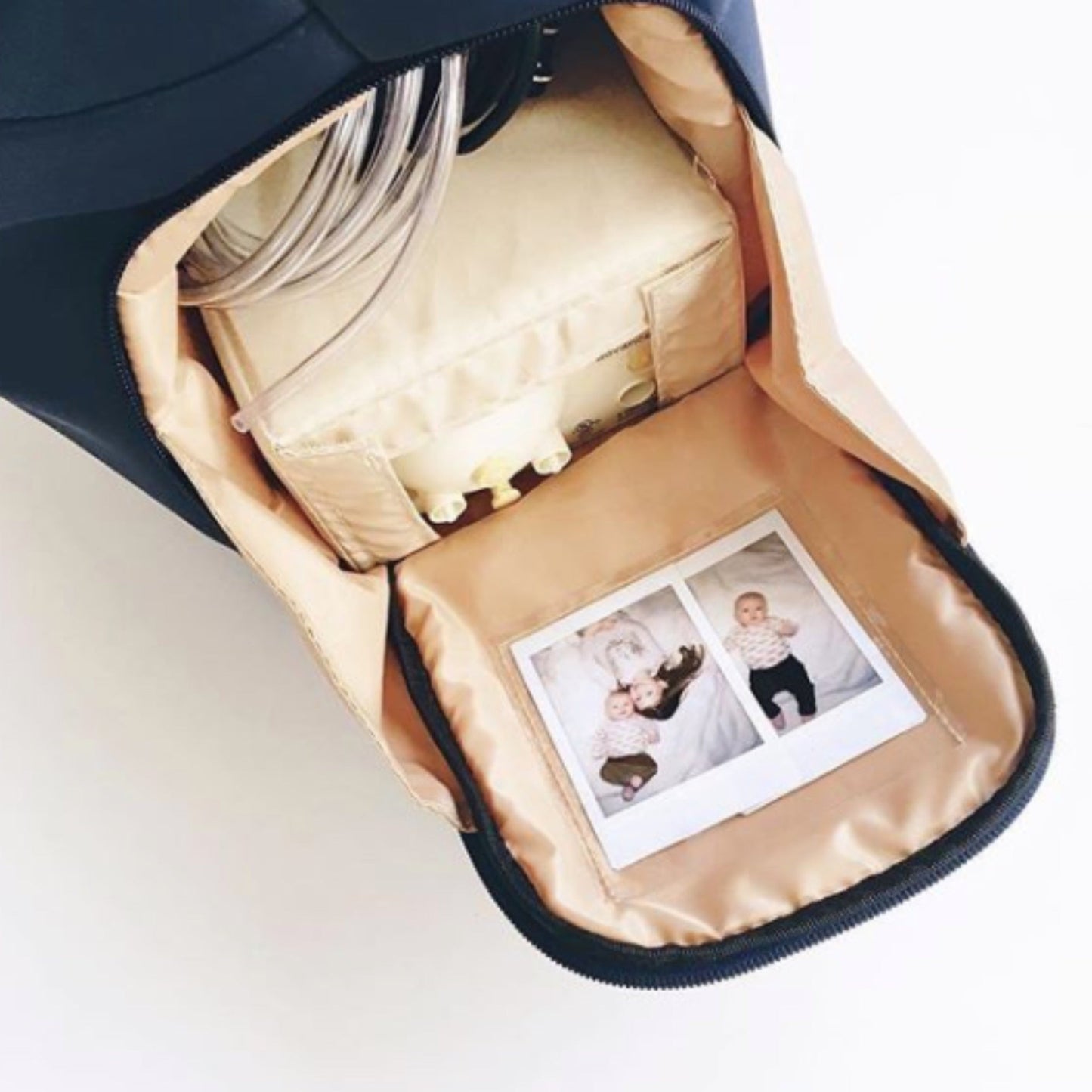 Abby Breast Pump Tote – Real Leather Straps by Sarah Wells – Insulated Pockets, Laptop Storage & Easy-Clean Interior