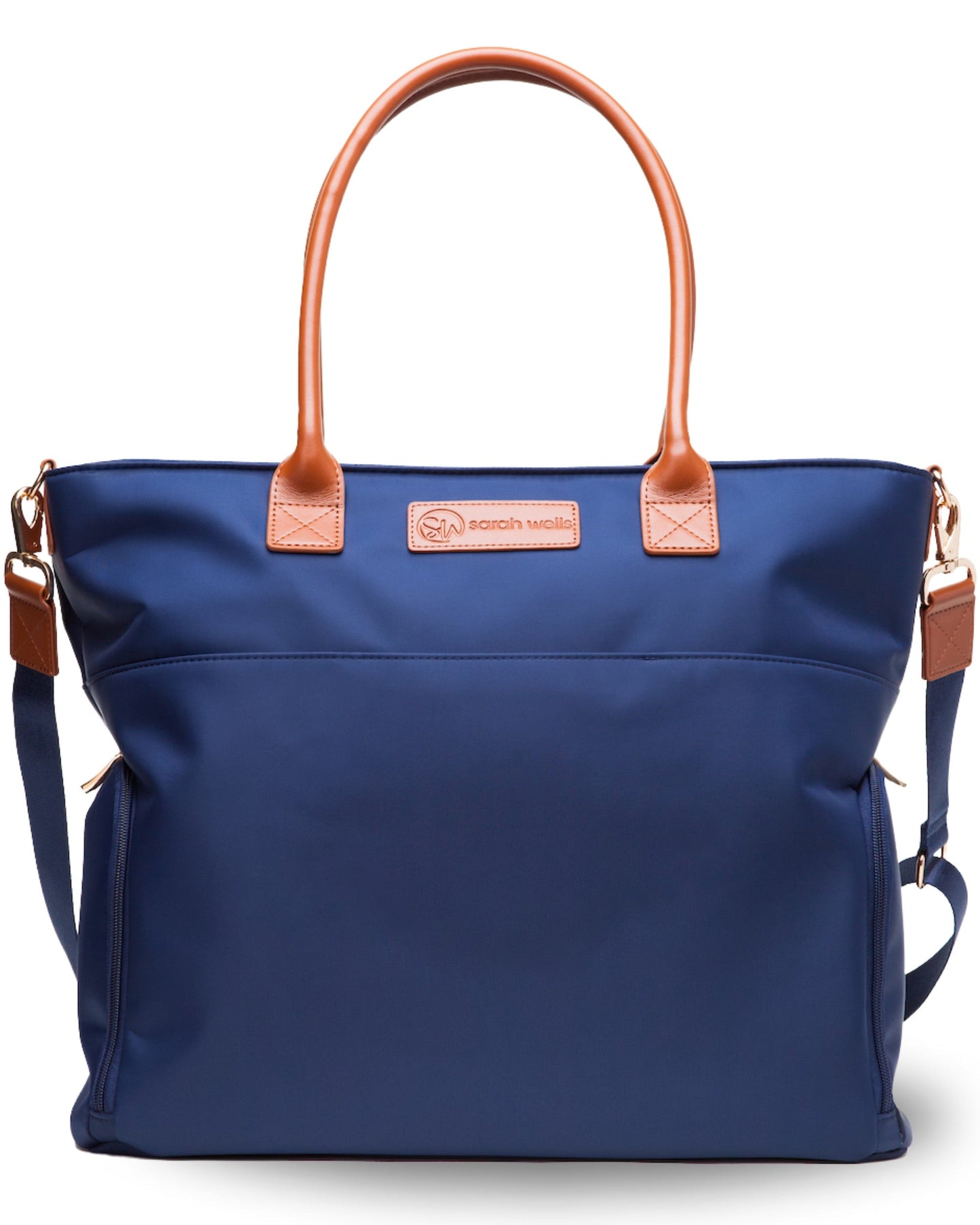 Abby Breast Pump Tote – Real Leather Straps by Sarah Wells – Insulated Pockets, Laptop Storage & Easy-Clean Interior