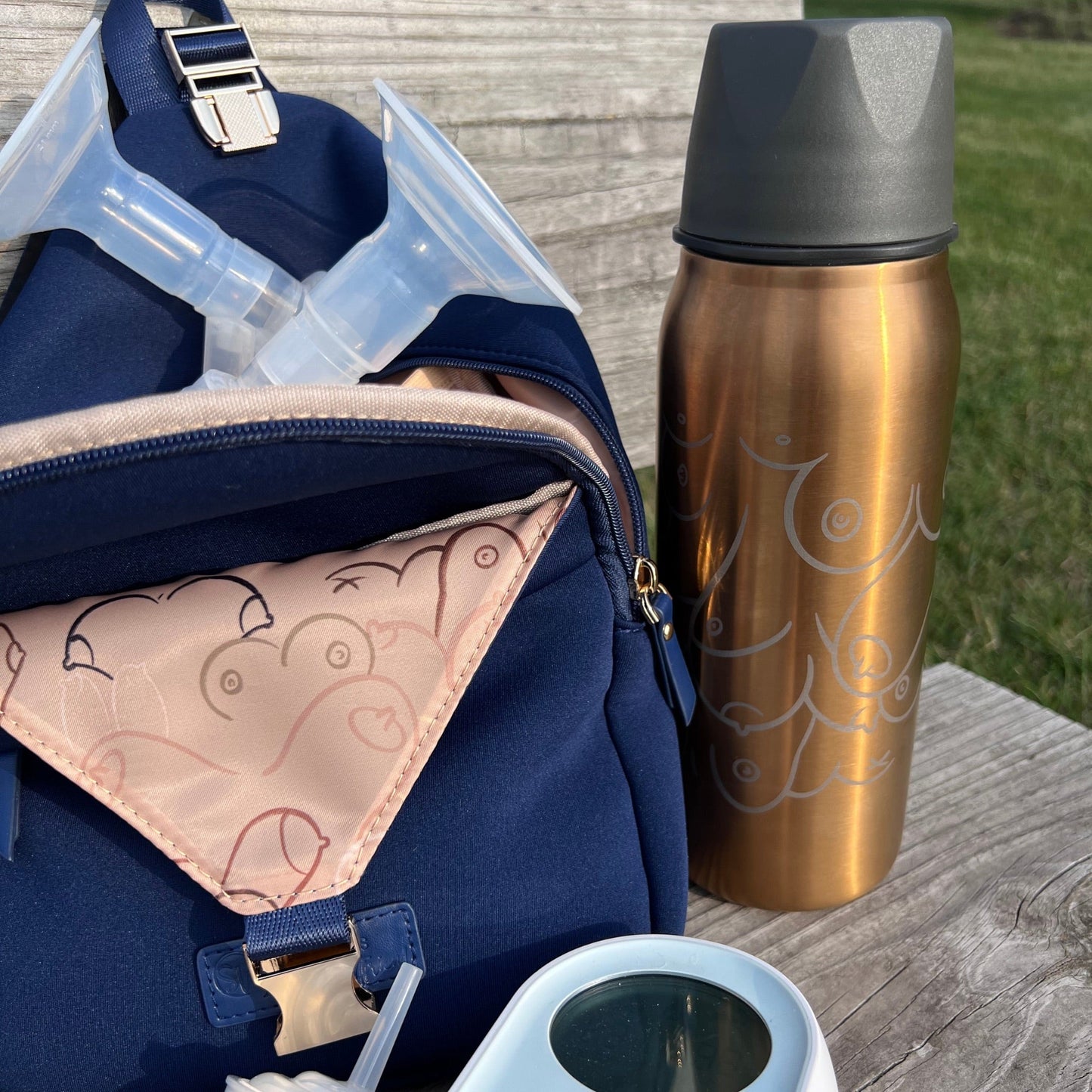 Allie Sling Pump Bag – Neoprene Crossbody with Insulated Pocket, Water Bottle Holder & Hands-Free Fit – Fits Wearable & Portable Pumps
