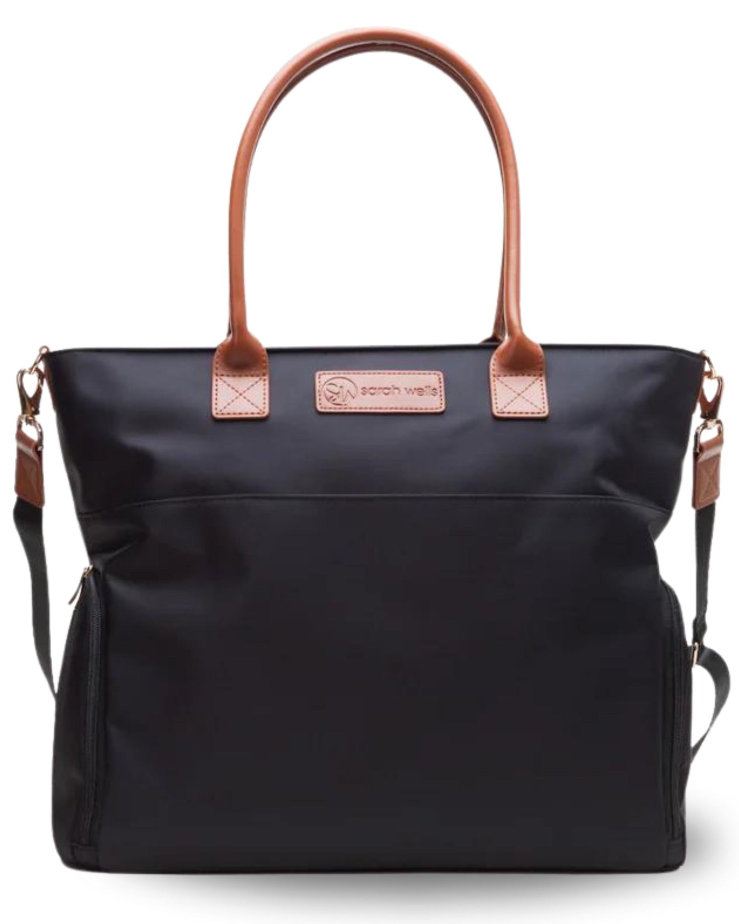 Abby Breast Pump Tote – Real Leather Straps by Sarah Wells – Insulated Pockets, Laptop Storage & Easy-Clean Interior