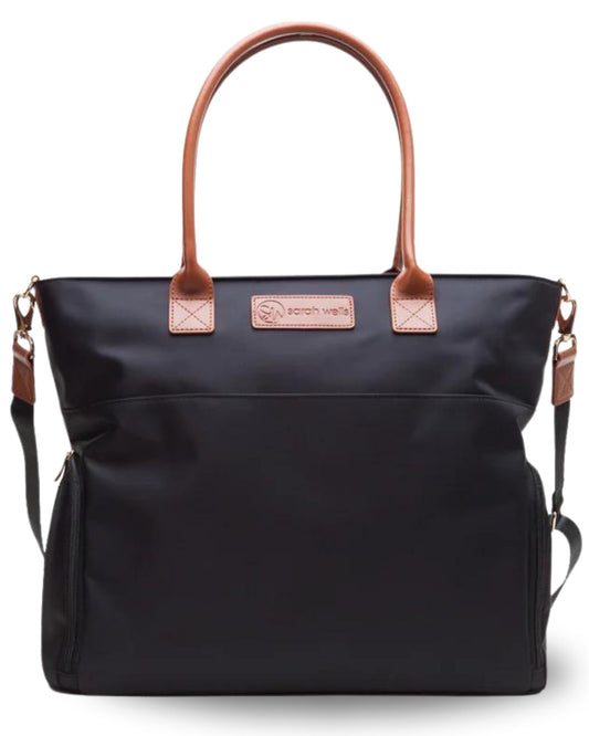 Abby Breast Pump Tote – Real Leather Straps by Sarah Wells – Insulated Pockets, Laptop Storage & Easy-Clean Interior