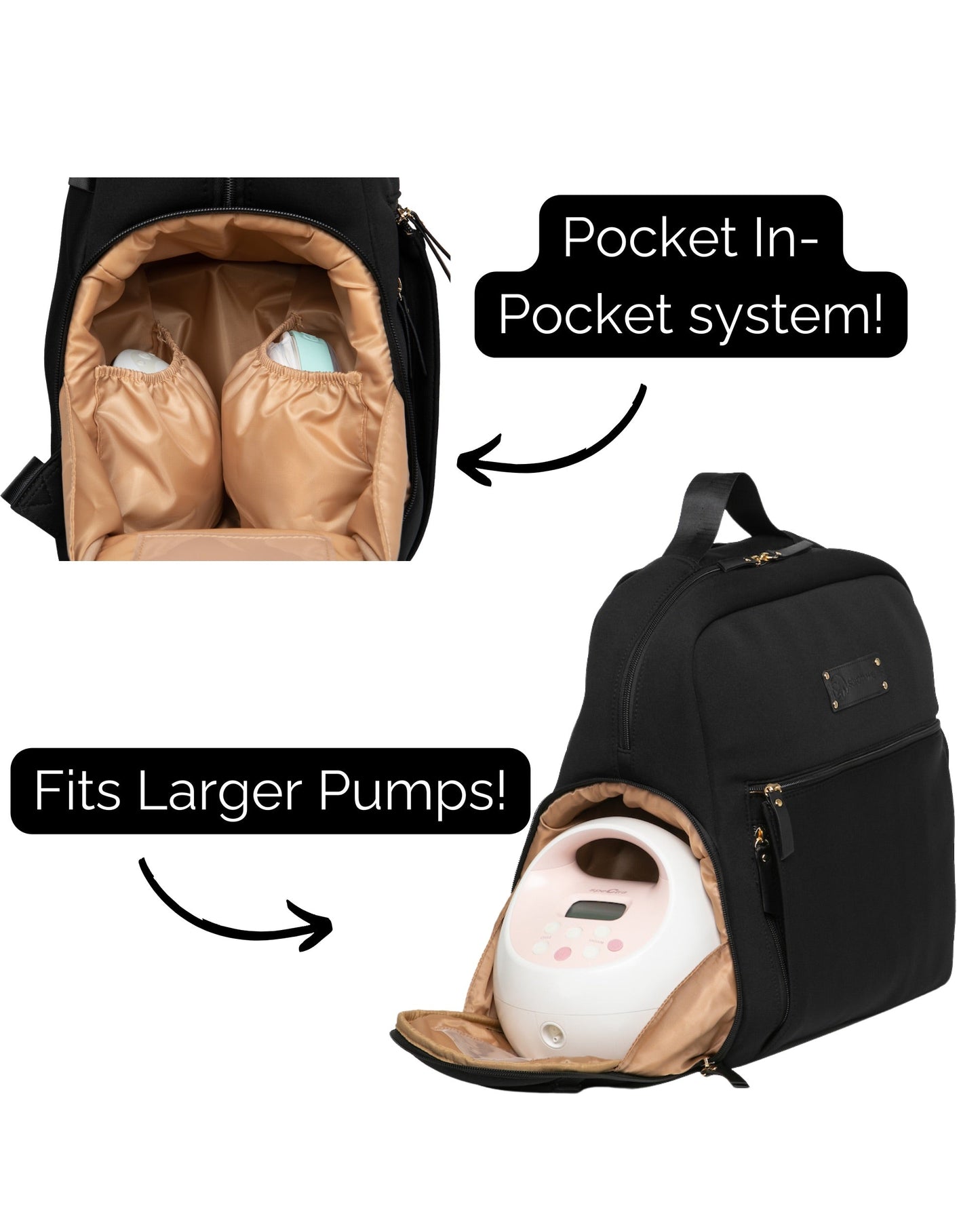 Fiona Breast Pump Backpack – Neoprene, Machine Washable Bag with Insulated Storage, Laptop Sleeve & Straps – Hands-Free for Work & Travel
