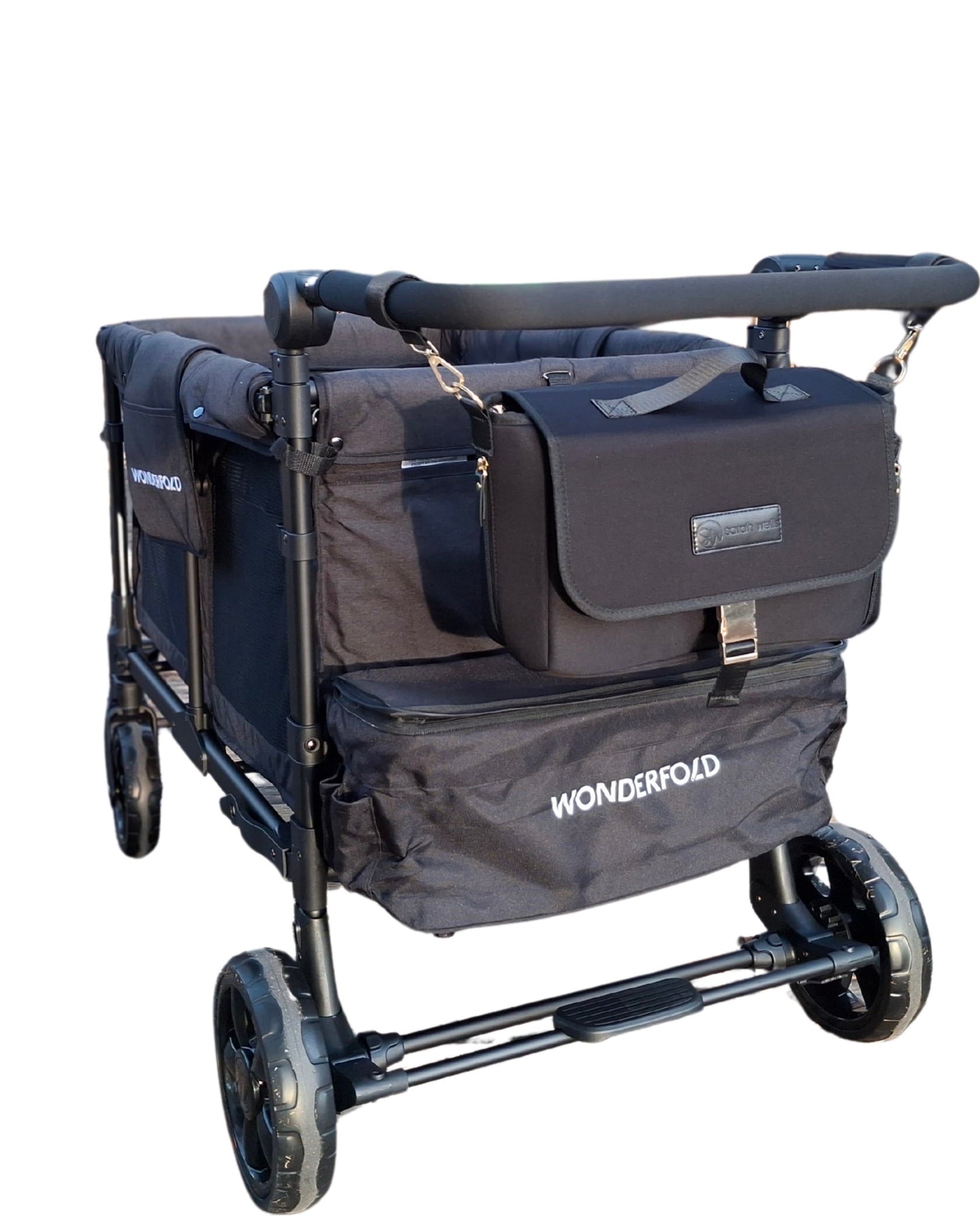 Deluxe Stroller Caddy Organizer – Insulated, Machine-Washable with Crossbody Strap, Storage Pockets & Luggage Sleeve – by Sarah Wells