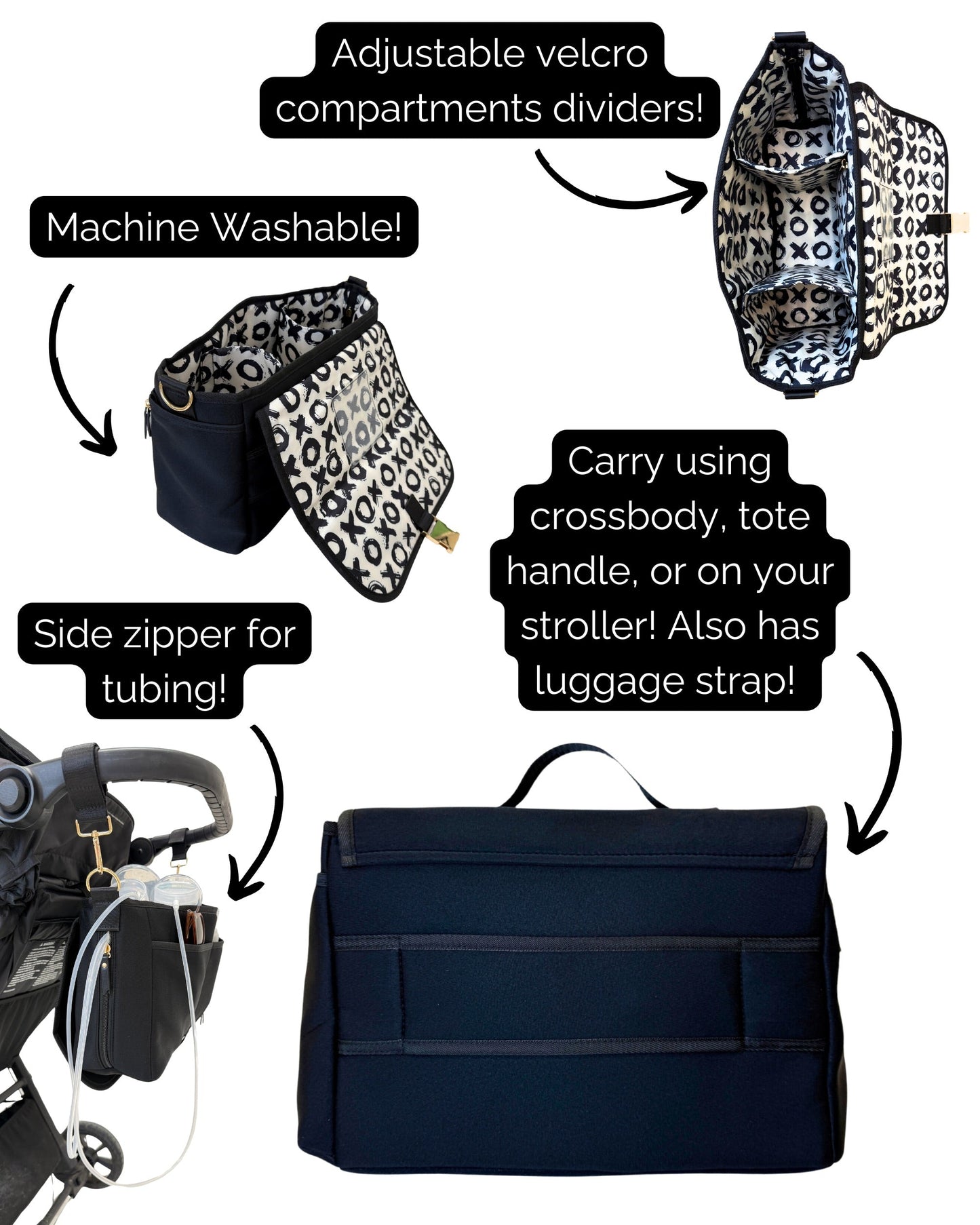 Deluxe Stroller Caddy Organizer – Insulated, Machine-Washable with Crossbody Strap, Storage Pockets & Luggage Sleeve – by Sarah Wells