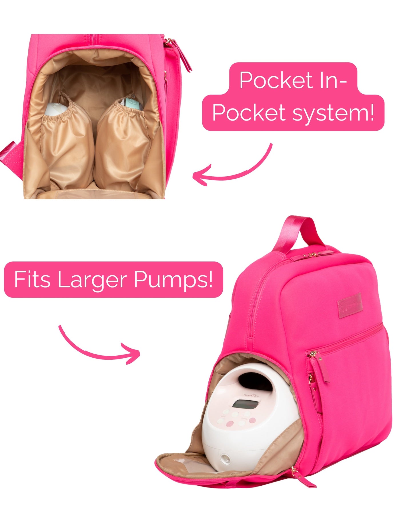 Fiona Breast Pump Backpack – Neoprene, Machine Washable Bag with Insulated Storage, Laptop Sleeve & Straps – Hands-Free for Work & Travel