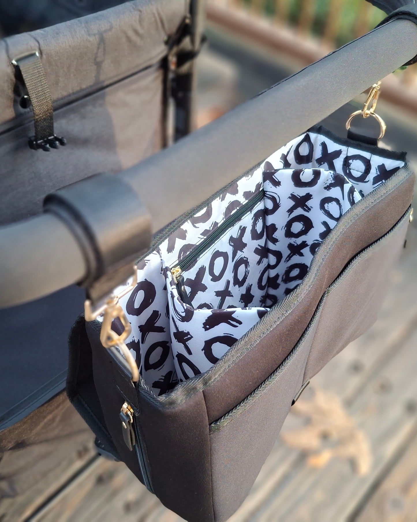 Deluxe Stroller Caddy Organizer – Insulated, Machine-Washable with Crossbody Strap, Storage Pockets & Luggage Sleeve – by Sarah Wells