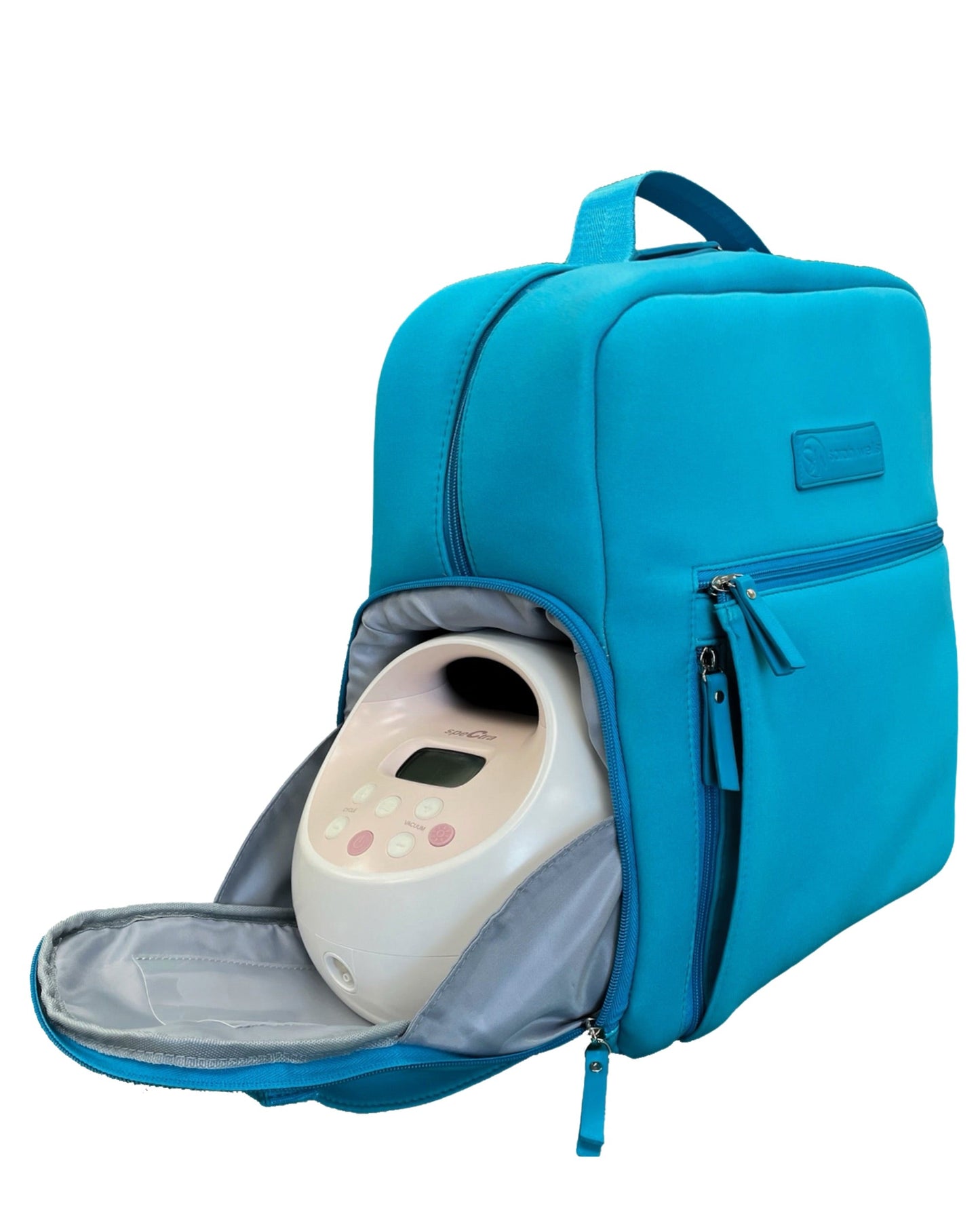 Fiona Breast Pump Backpack – Neoprene, Machine Washable Bag with Insulated Storage, Laptop Sleeve & Straps – Hands-Free for Work & Travel