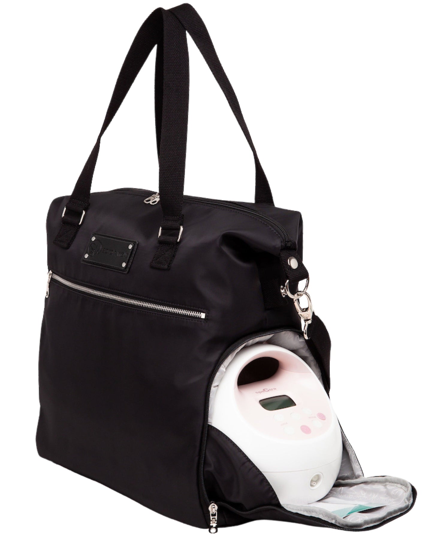 Lizzy Breast Pump Tote by Sarah Wells – Lightweight, Easy-Clean Bag with Insulated Pocket, Laptop Sleeve & Side Storage – Fits Pumps & More