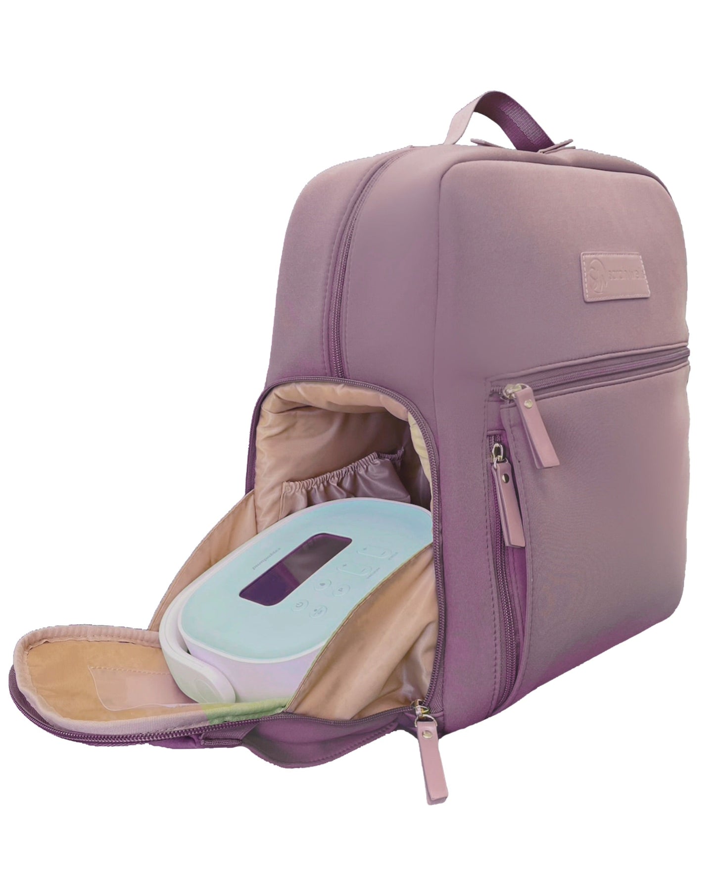 Fiona Breast Pump Backpack – Neoprene, Machine Washable Bag with Insulated Storage, Laptop Sleeve & Straps – Hands-Free for Work & Travel