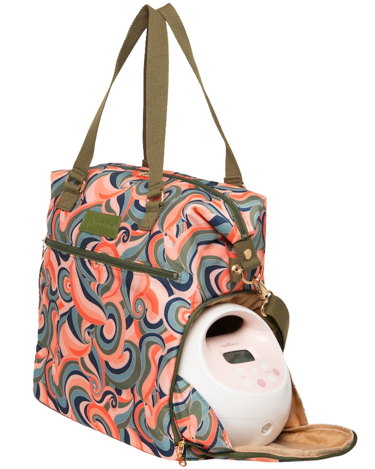 Lizzy Breast Pump Tote by Sarah Wells – Lightweight, Easy-Clean Bag with Insulated Pocket, Laptop Sleeve & Side Storage – Fits Pumps & More