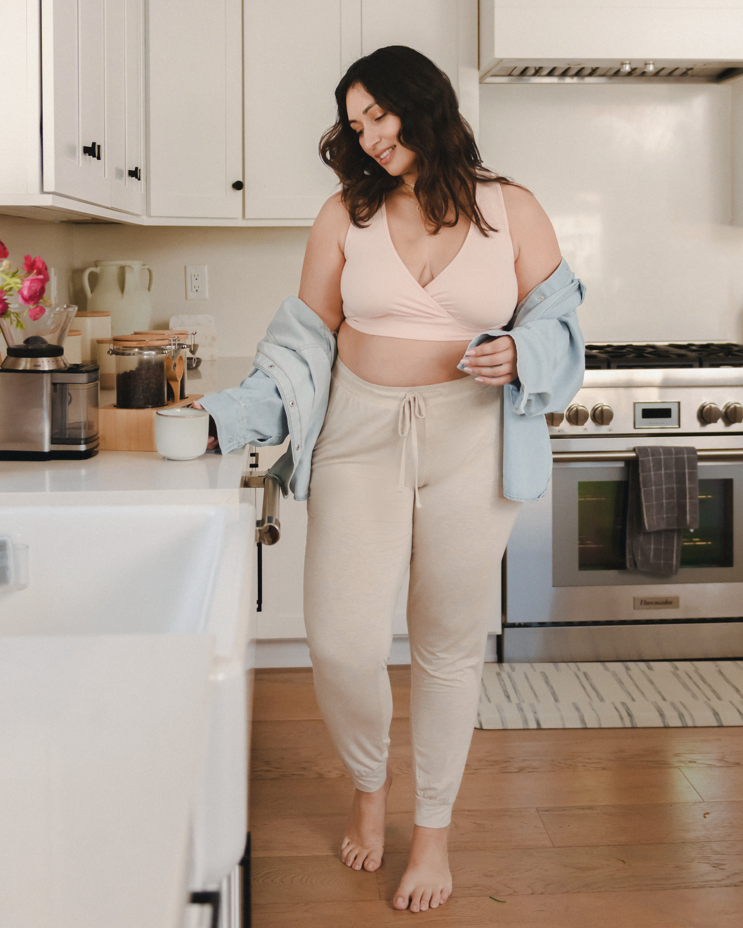 French Terry Racerback Nursing & Sleep Bra | Soft Pink