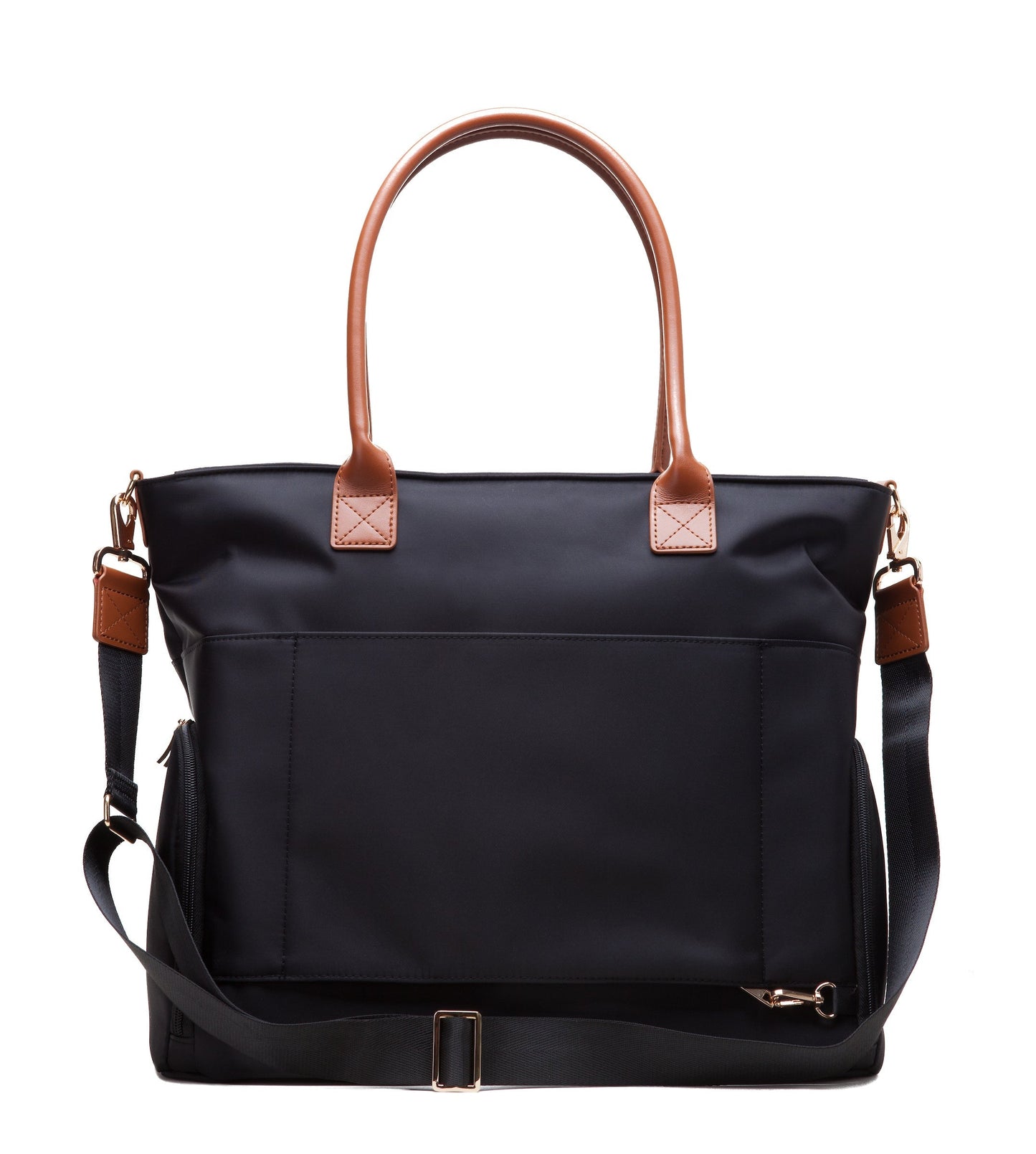 Abby Breast Pump Tote – Real Leather Straps by Sarah Wells – Insulated Pockets, Laptop Storage & Easy-Clean Interior