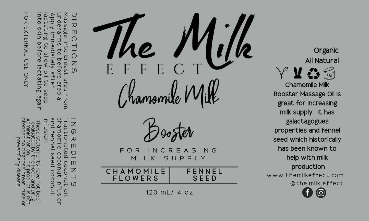 Chamomile Milk Booster Massage Oil; Pregnancy, Expecting Mothers, Pumping Mamas | Organic Oil for Mom to Be, Baby Shower, Gift